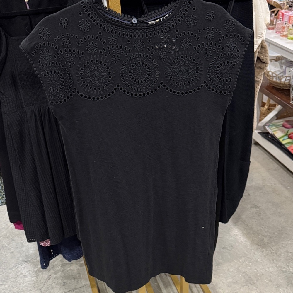 Boden Black Eyelet Detail Dress